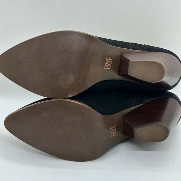 FRYE Reina Black Suede Cut Out Western Ankle Booties - Picture 2 of 10